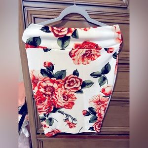 Beautiful red rose and pink skirt mid knee high